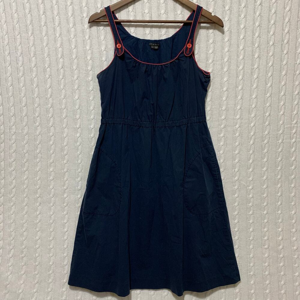 Theory Kenia Dress Cotton/Blend Pockets Women’s Size Large